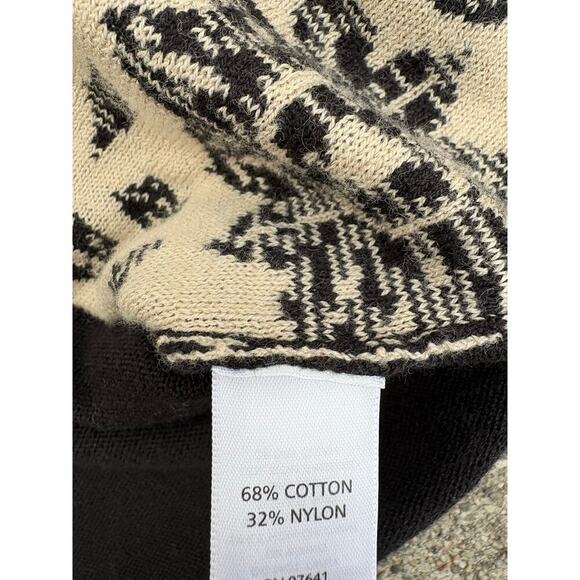 J. Jill Black Floral Cardigan Sweater Size M Cotton Blend - Picture 2 of 3